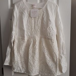 Isabel Maternity lace baby doll top NWT